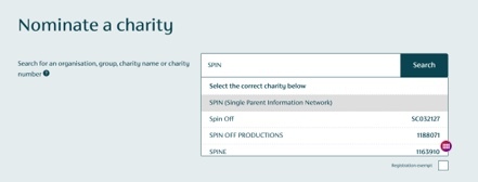 2. Type SPIN in the search bar, then select it from the dropdown menu.